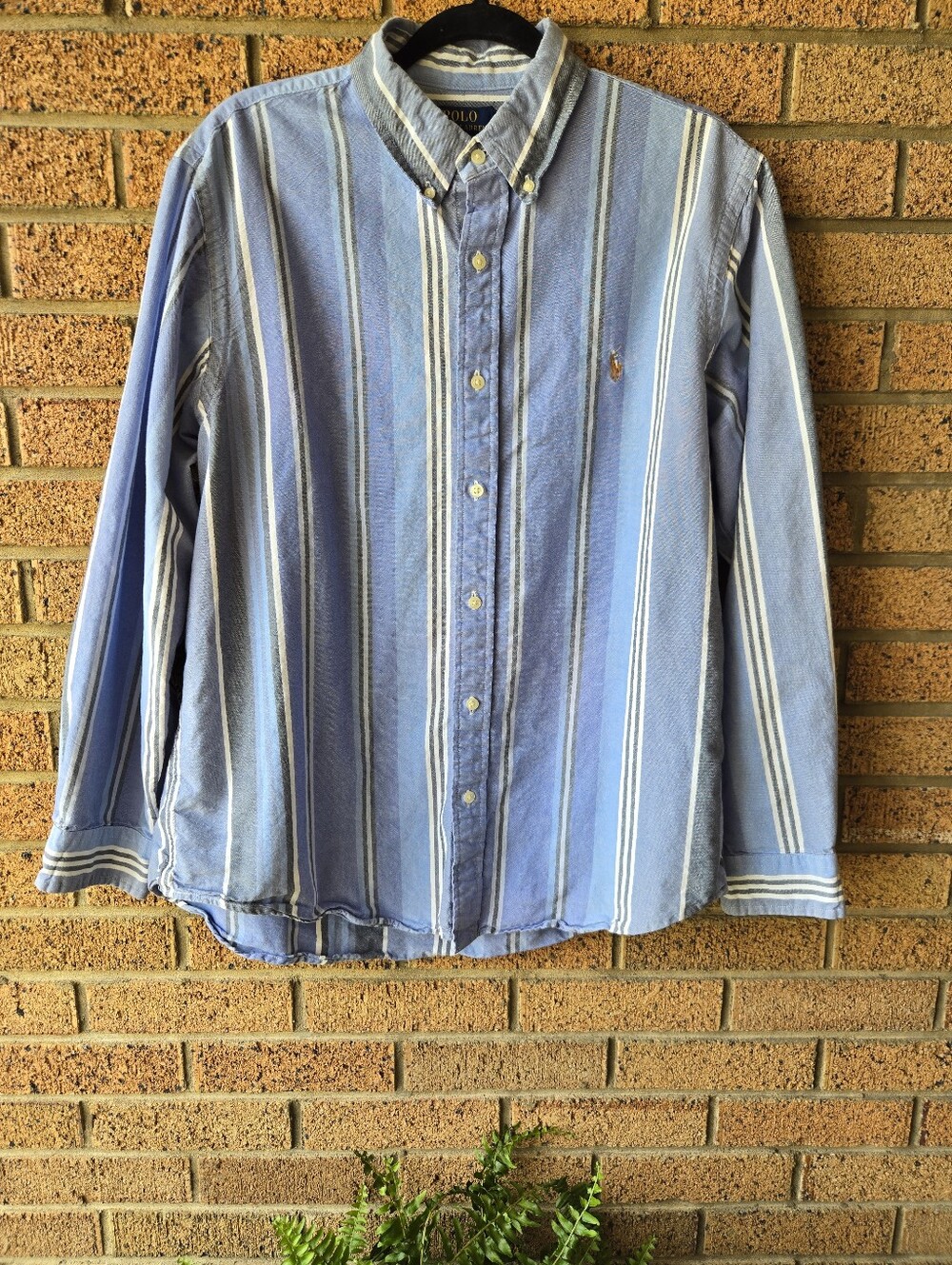 Polo Ralph Lauren Men's XL Classic Fit Striped Button Down Shirt Blue Cotton